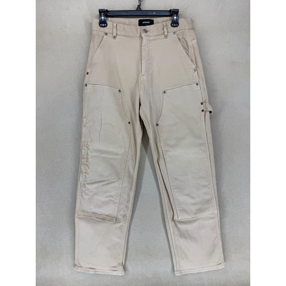 Represent Carpenter Double Knee Pants Tan Workwear Utility Style Mens Size Small